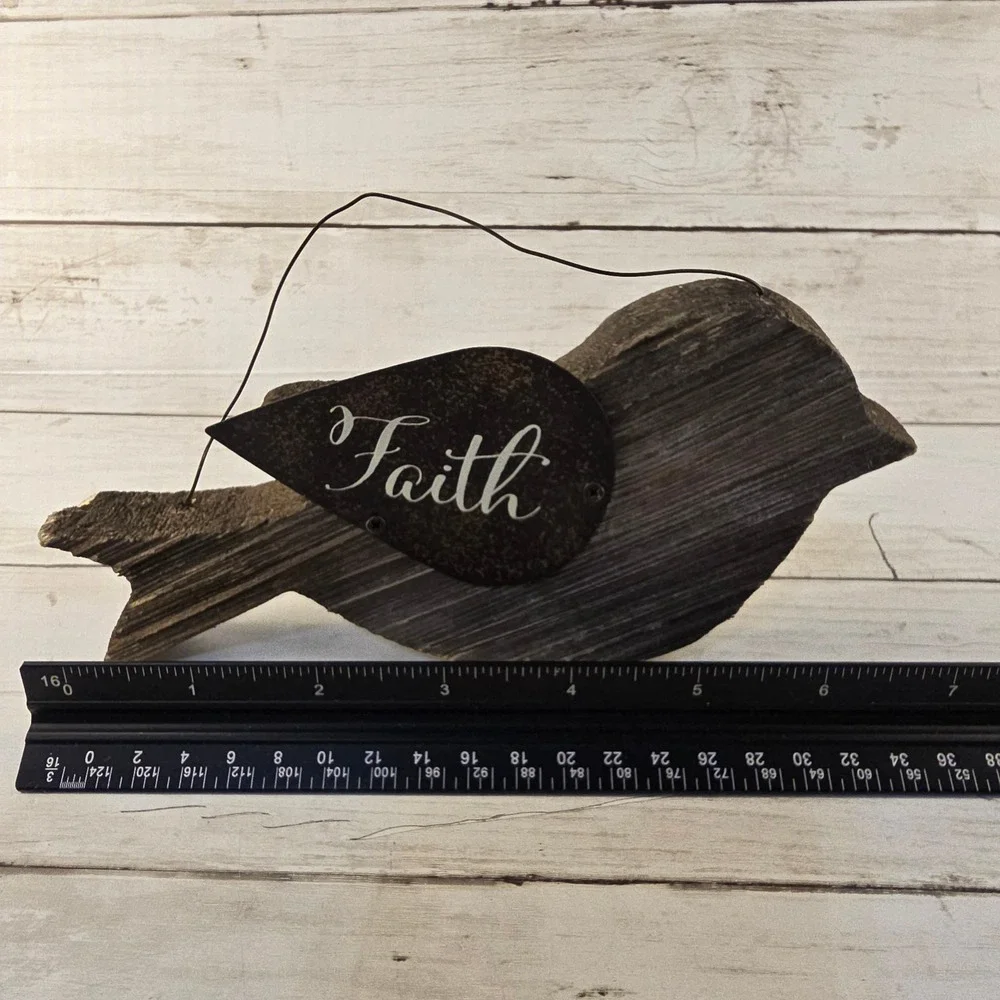 Rustic Wood Bird Wall Decor Set 3 Believe Pray Faith Farmhouse Primitive Brown